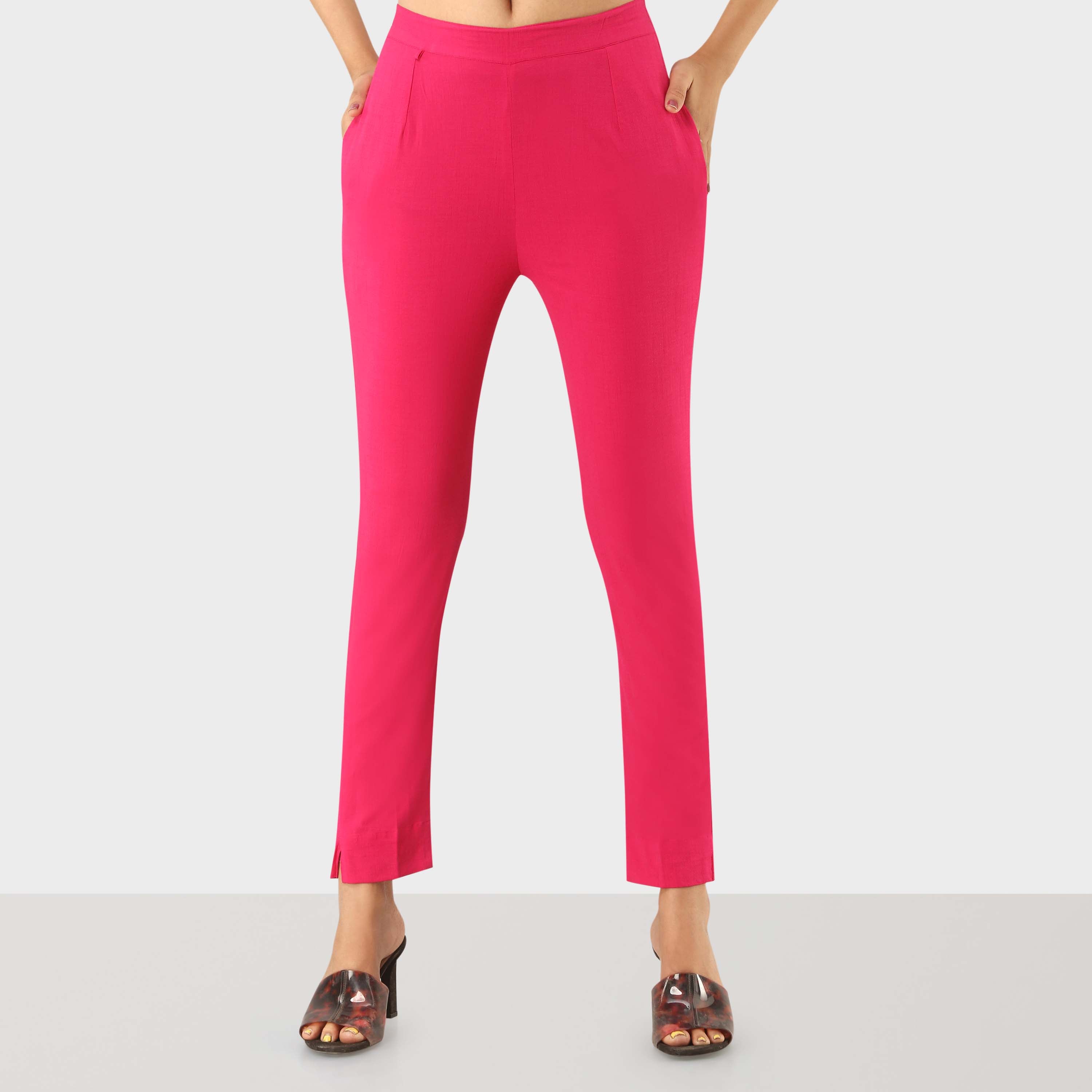 Pink Colour Straight Pants – The Pajama Factory
